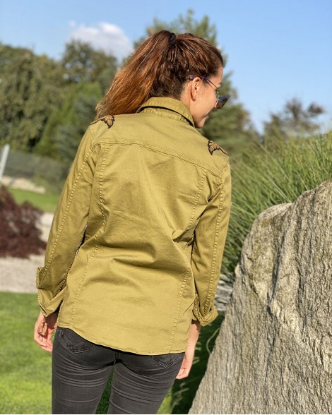 Košile dámská Pinko khaki s nášivkami